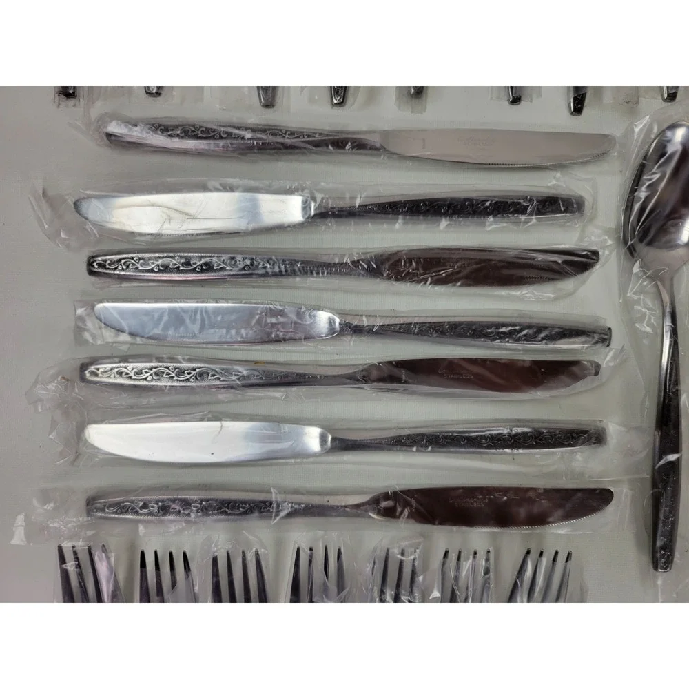Vintage NIB Continental Gypsy Stainless Flatware 50pc‎ Service 8 Settings Japan